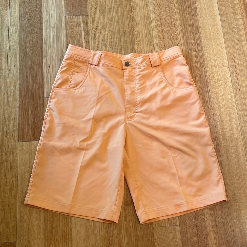 Straight Down Strut Shorts. 32 light orange shorts